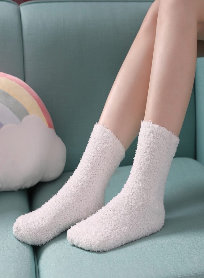 LINEMIN Womens Fuzzy Socks Cozy Fluffy Winter Warm Slipper Socks Microfiber Soft Home Sleeping Socks (6 Pack Soild Color C) - Image 3